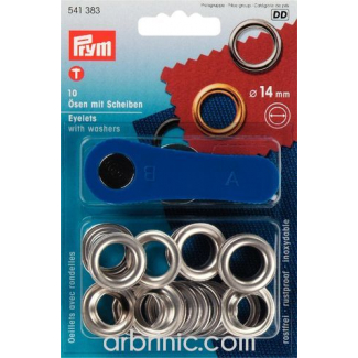 Eyelets 14mm Silver with tool (x10)