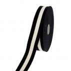 Cotton Webbing 30mm Black/Eggshell (15m roll)