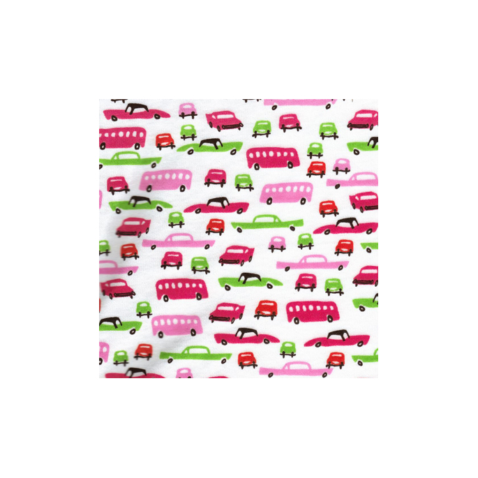 PUL poly print Retro cars Pink width 140cm (per 10cm)