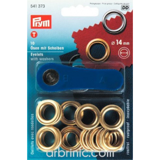 Eyelets 14mm Gold with tool (x10)