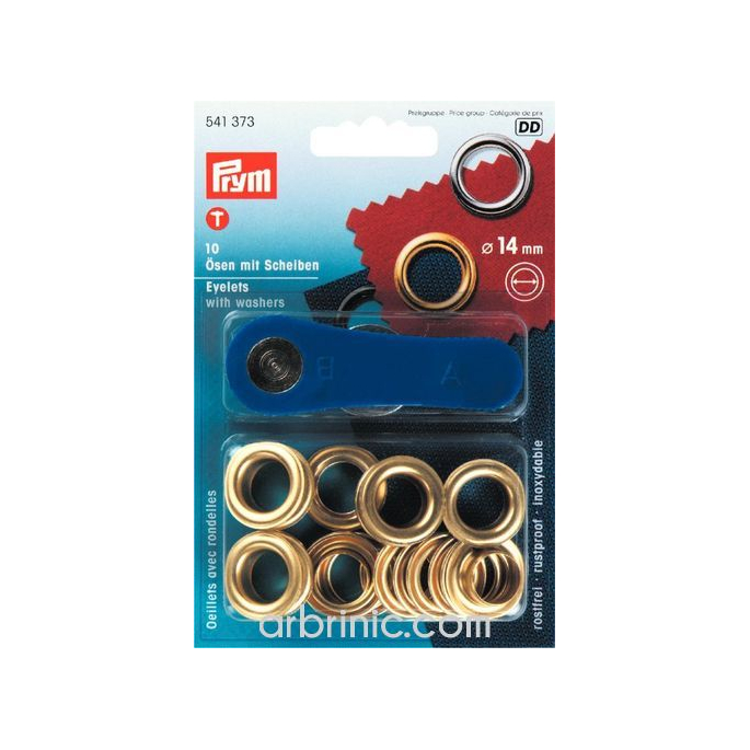 Eyelets 14mm Gold with tool (x10)