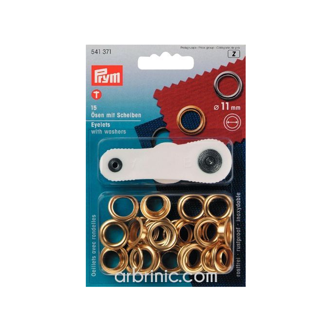 Eyelets 11mm Gold with tool (x15)