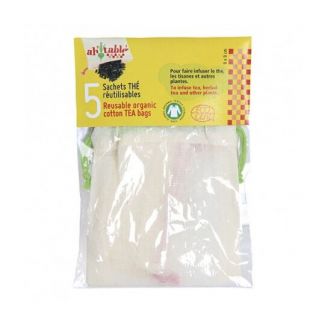 Sachet à thé coton bio réutilisable (lot de 5)