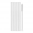 Pailles en verre droites (6 pailles) avec goupillon