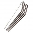 Pailles en inox courbées (4 pailles) avec goupillon