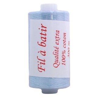 Fil à bâtir coton bleu 300m