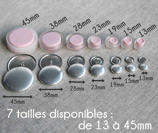 Les boutons sont disponibles dans 7 tailles