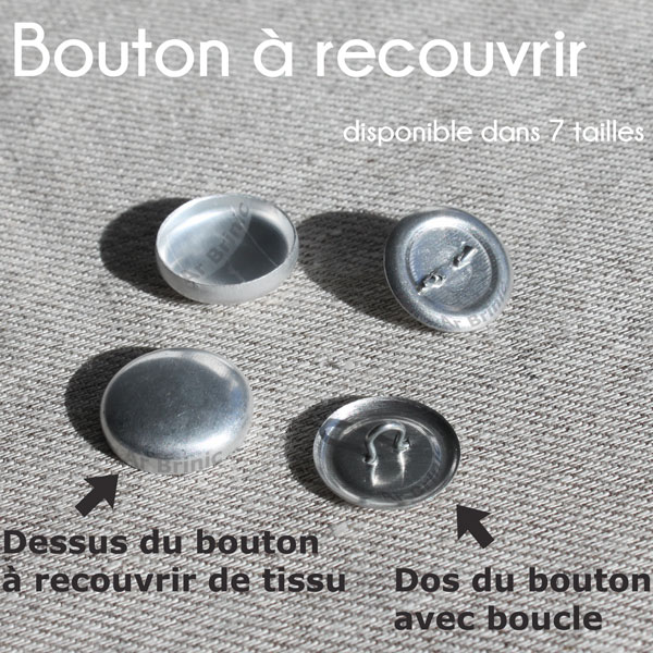 boutons en métal à recouvrir de tissu, composé de 2 parties